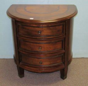 Half Moon Three Drawer Side Table with Inlaid Top
