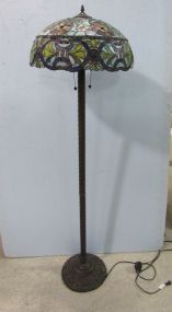 Leaded Shade Floor Lamp with Bronzed Base
