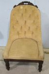 Antique Mahogany Slipper Chair with Tufted Back