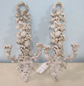 Pair of Shabby Chic Painted Sconces