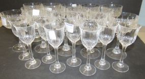 Fourteen Crystal Champagne Coupes and Eight Sherry Stems