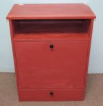 Painted Bin with Pull Out Bin and Lower Drawer