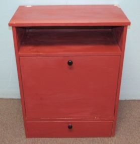 Painted Bin with Pull Out Bin and Lower Drawer