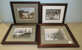 Four Small Matted and Framed Prints