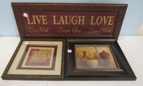 Live, Laugh, Love Metal Sign, Happiness is Homemade Print and Print of Three Pottery Pieces