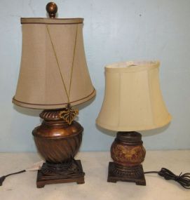 Two Small Table or Shelf Lamps with Shades