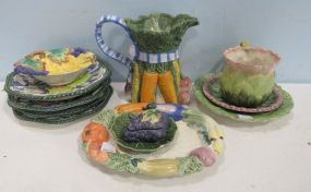 Group Lot of Majolica Style Ceramic Pieces