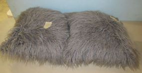 Two Gray Faux Fur Pillows