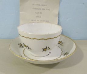Chinese Export Porcelain Bowl and Saucer with Hairline Crack and a Mounted on Board Photo of Couple
