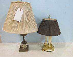 Two Lamps, One is Brass Plated and the Other Has Heavy Tarnish