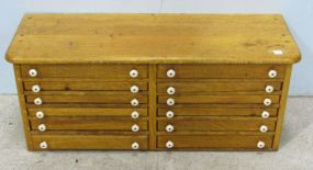 Oak Twelve Drawer Spool Cabinet