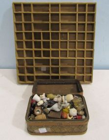 Small Trinket Shadow Box Display Shelf with Miniatures in a Basket