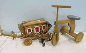Stagecoach Lamp and Wooden Bicycle