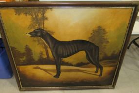 H. Hunting Signed  Painting of Whippet Dog Framed