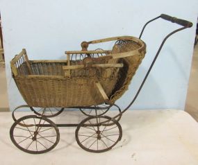 Antique Wicker Doll Buggy by Lloyd Loom