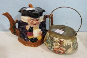 Toby Style Teapot and a Biscuit Barrel or Tobacco Jar