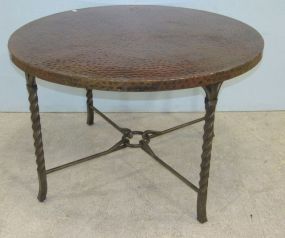 Hammered Metal Top Table with Metal Base