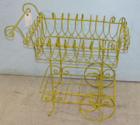 Painted Yellow Cart Style Planter