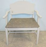 Painted Vanity Bench with Back Has a Upholstered Seat