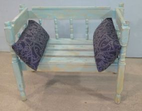 Turquoise Painted Wooden Bench