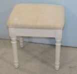 Painted White Upholstered Top Vanity Stool