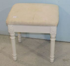 Painted White Upholstered Top Vanity Stool