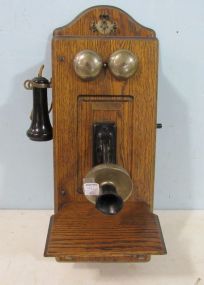 The Sumter Telephone Company Oak Hand Crank Wall Phone