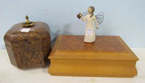 Two Decorative Boxes and a Willow Tree Figure