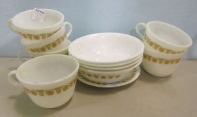 Pyrex Cups, Corelle Bowls, and One Saucer