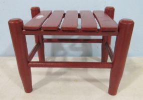 Red Painted Wooden Stool