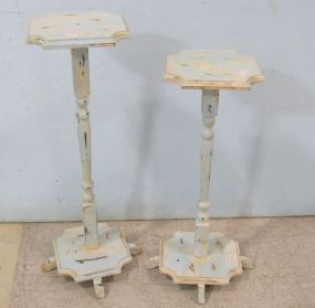 Two Wooden Blue Painted Stands