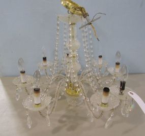 Eight Light, Glass Chandelier with Prisms