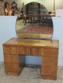 Burled Art  Deco Vanity with Seven Drawers