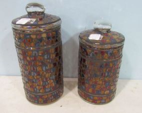 Pair of Mosaic Glass Cannisters