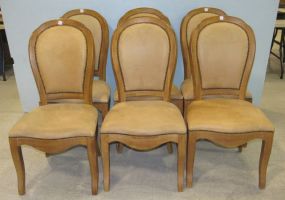 Set of Six Drexel Dining Chairs with Oval Backs of Soft Leather Upholstery with Nailhead Trim