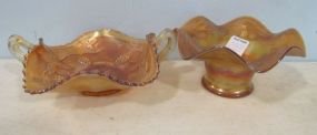 Two Pieces of Marigold Carnival Glass