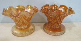 Pair of Marigold Carnival Glass Punch Bowl Bases
