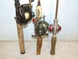 Three Open Cast Reels and Rods