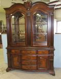 China Cabinet with Decorative Glass Doors, Six Drawers and Two Lower Doors