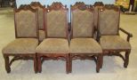 Set of Eight Dining Chairs with Upholstered Back and Seats