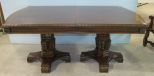 Double Pedestal Banded Dining Table with Two Leaves