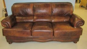 Densing Furniture Group Leather Sofa with Nail Head Trim