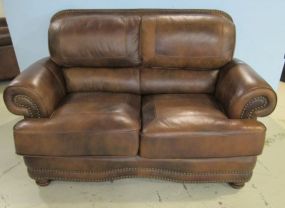 Desing Furniture Group Leather Loveseat with Nail Head Trim