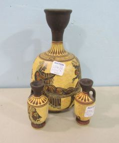 Roma Pottery Urn with Two Miniature Urns