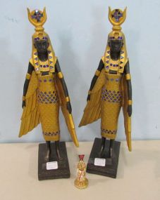 Pair of Egyptian Isis Figures and a Miniature Figure