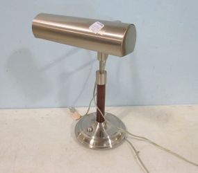 Chrome and Wood Desk Style Lamp