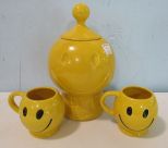 Vintage McCoy Smiley Face Cookie Jar and Cups
