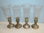 Four Gorham Sterling Hurricane Candle Holders