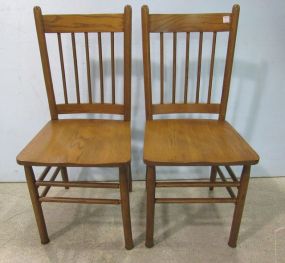 Pair of Oak Spindle Back Side Chairs