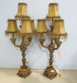 Pair of  Four Arm Candelabra Table Lamps